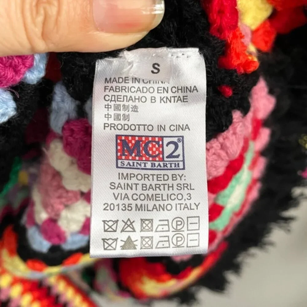 MC2 Saint Barth Multicolor Crochet Wool Coat With Belt - S/M, NWOTs 🇮🇹 - Picture 9 of 16